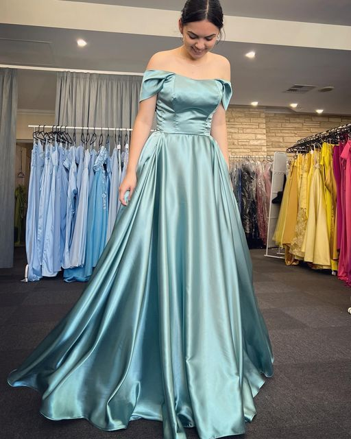 Turquoise Satin Dress