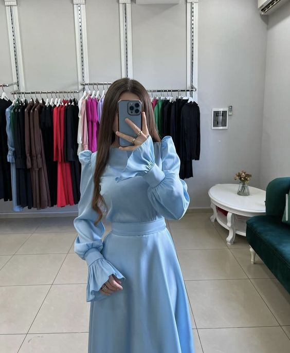 Teal Prom Dresses with Sleeves Modest