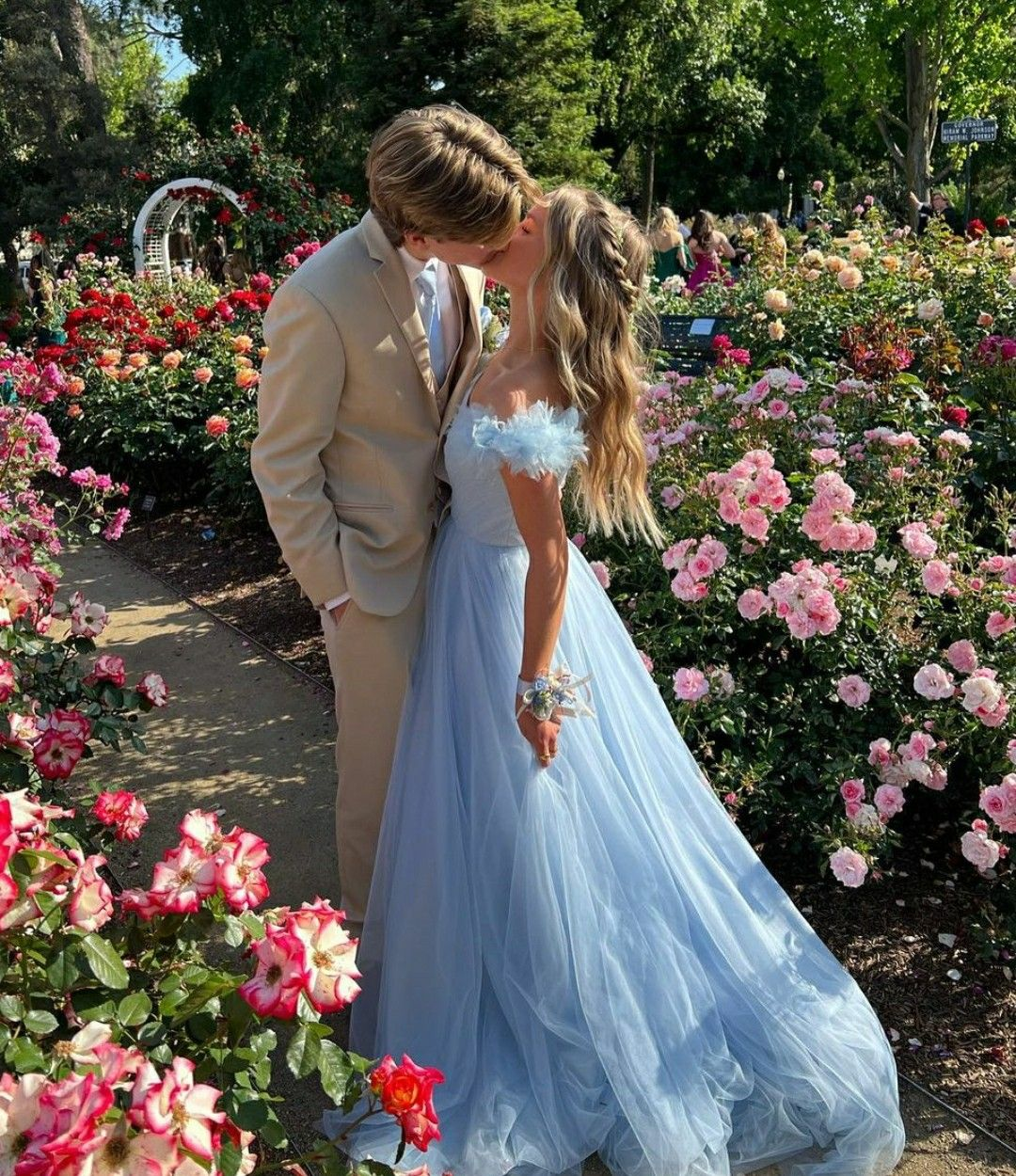 off shoulder elegant blue gown