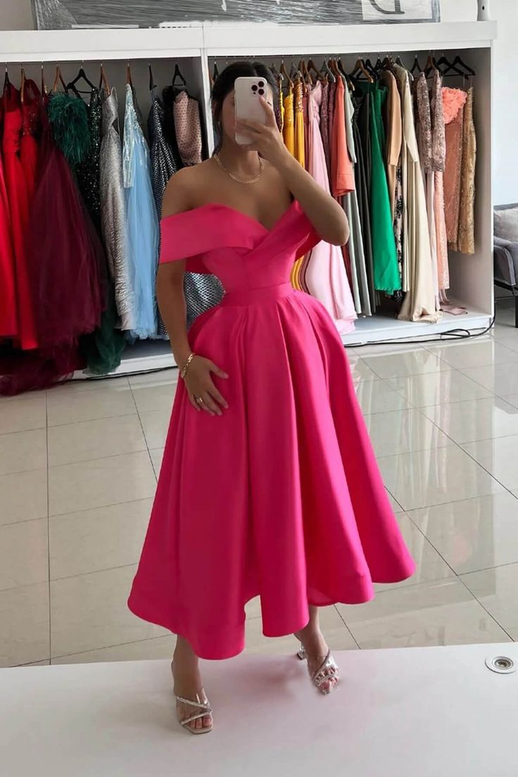 Pink midi shop prom dress