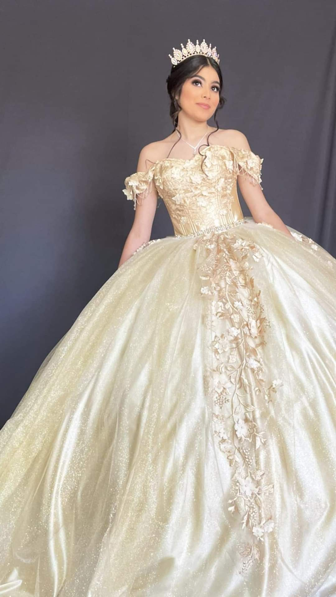 White and Gold Sweet 16 Dresses