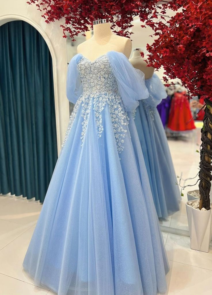 Elegant Baby Blue Evening Dress