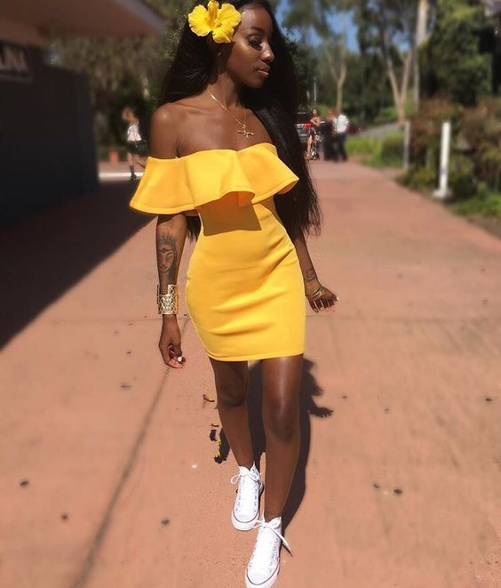 Yellow Off The Shoulder Party Dress,Yellow Short Homecoming Dress Y205 –  Simplepromdress