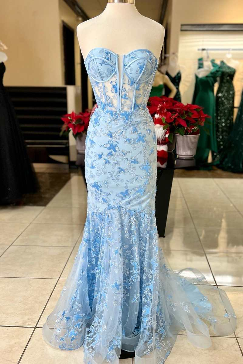 Blue Trumpet Prom Dresses