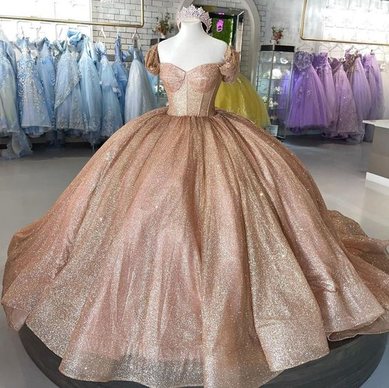 gold rose gold sweet 16 dresses