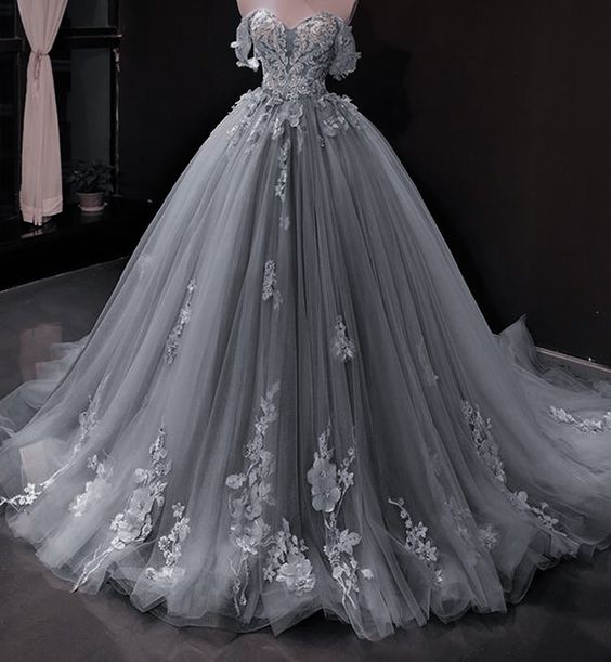 elegant silver ball gown