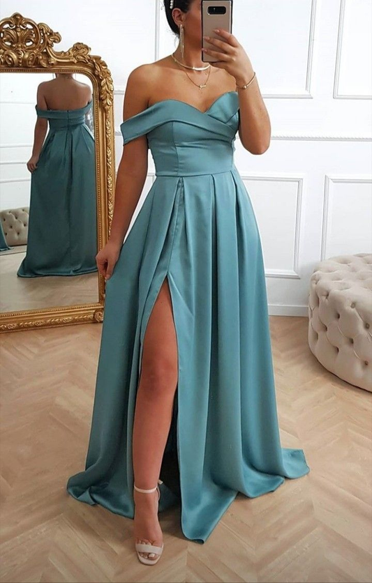 Off-the-Shoulder Split Prom Dress Long Y4878