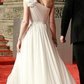 Elegant White One Shoulder Tulle Prom Dress,Formal Evening Dress Y8198