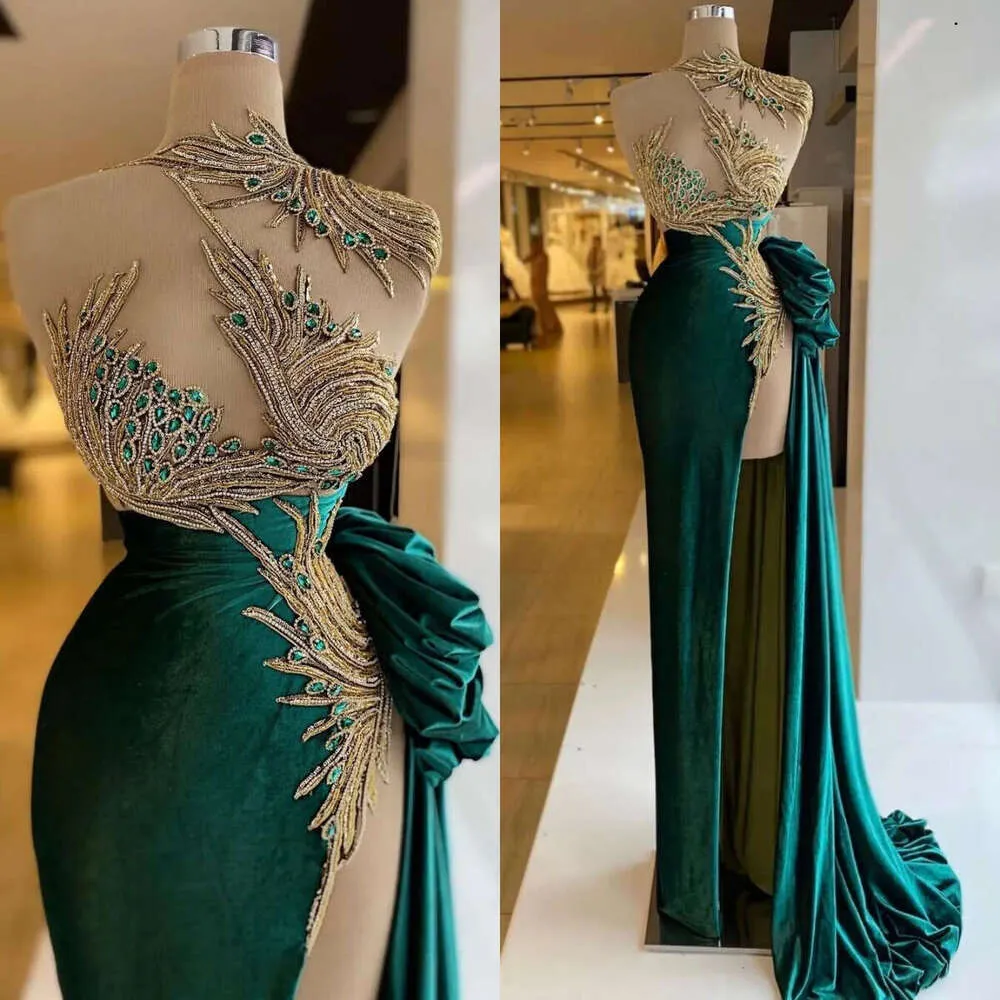 Green prom dresses, sexy prom dresses,cheap evening dresses, side slit evening dresses, new arrival evening gowns Y522