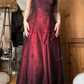 Vintage Burgundy Tulle Beaded A Line Prom Dress Evening Dress Y7684