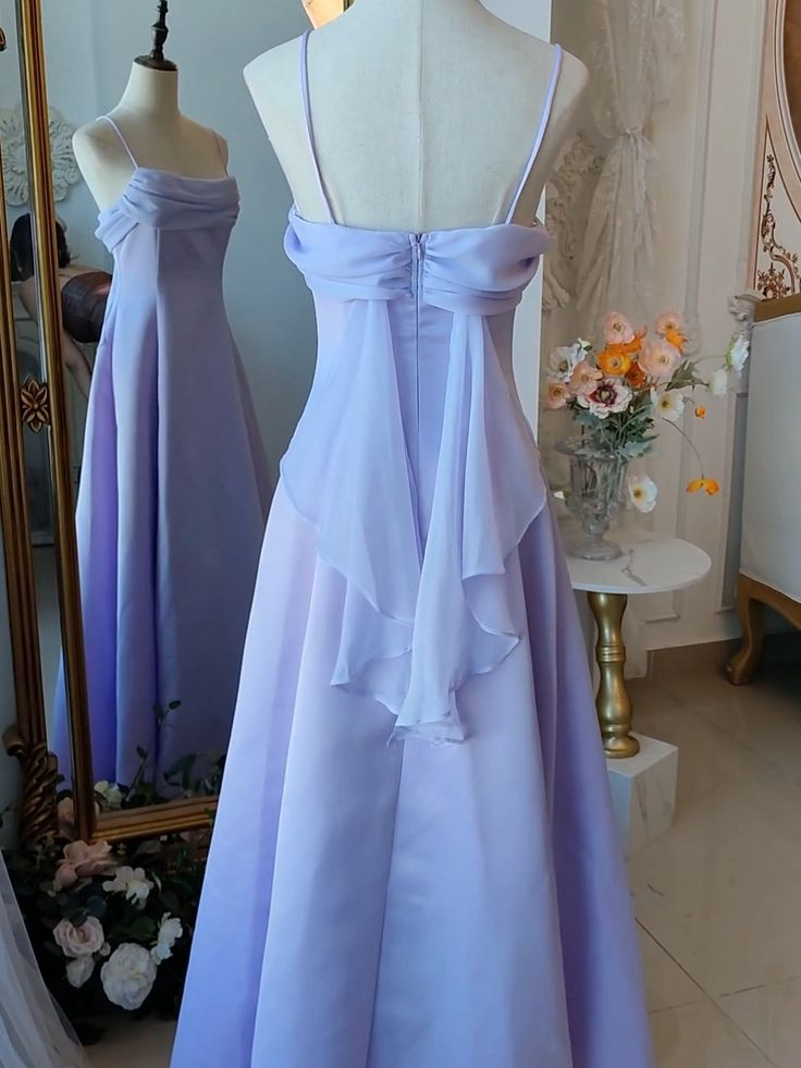 Elegant Purple Spaghetti Straps Prom Dress Fairy Formal Party Gown Evening Dress Y7554