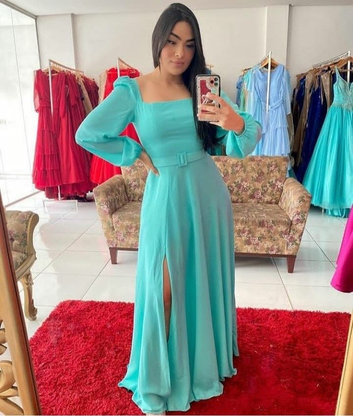 Women Prom Dress Long Sleeve A Line Formal Evening Party Dresses Y4770