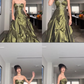 Pretty Strapless Green Satin Beaded Long Prom Dress Formal Brithday Dress Ball Gown Y7533