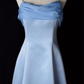 Elegant Blue Satin Spaghetti Straps Evening Gown A Line Long Party Dress Prom Dress Y7557