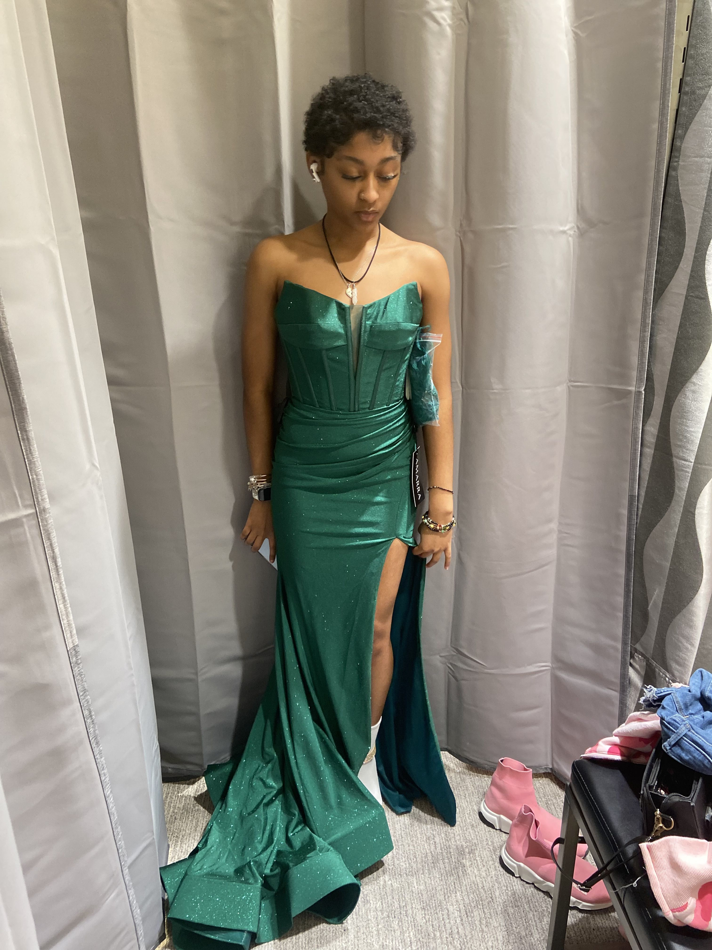 Green Mermaid Sleeveless Evening Dress with Slit Y5920