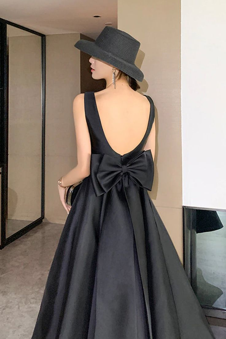 Elegant Black Prom Birthday Ball Gown Backless Big Bow-tie Evening Guest Long Party Summer Dresses Y5790