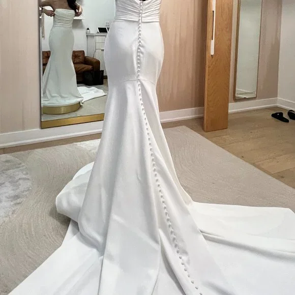 Charming White Strapless Wedding Dress,White Bridal Gown Y7385