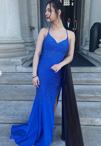 Royal Blue Mermaid Long Prom Dress,School Formal Dress Y7236