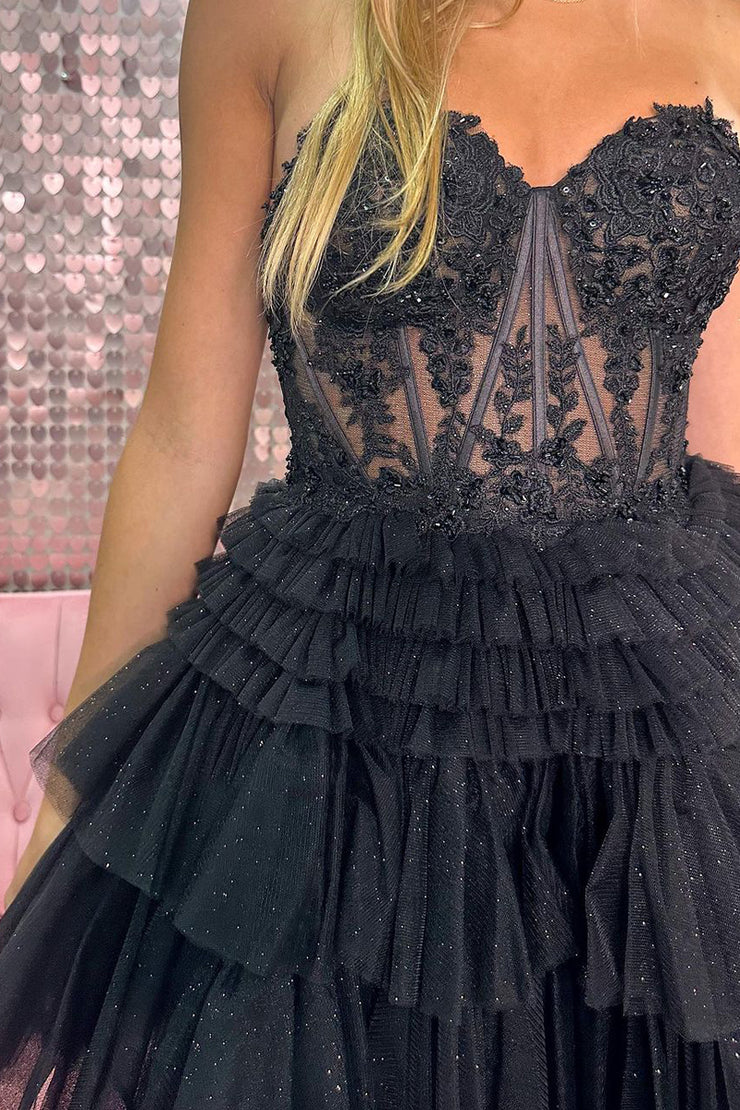 Black Short Strapless Sweetheart Dress