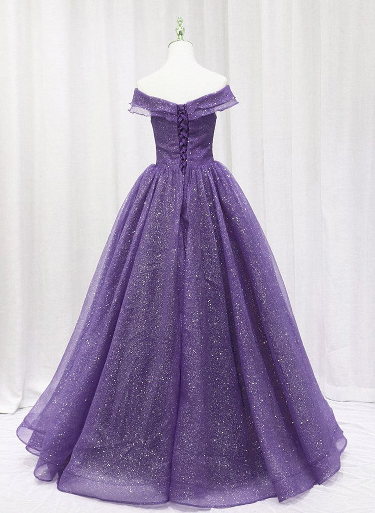 Purple Tulle Sweetheart Long Prom Dress Formal Dress, A-line Tulle Party Dress Y7137