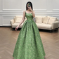 Vintage Green Evening Gown Spaghetti Straps A Line Prom Party Dress Brithday Ball Gown Y7567