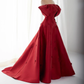 Elegant Burgundy 3D Flowers Off Shoulder Evening Dress A Line Prom Dress Y7637