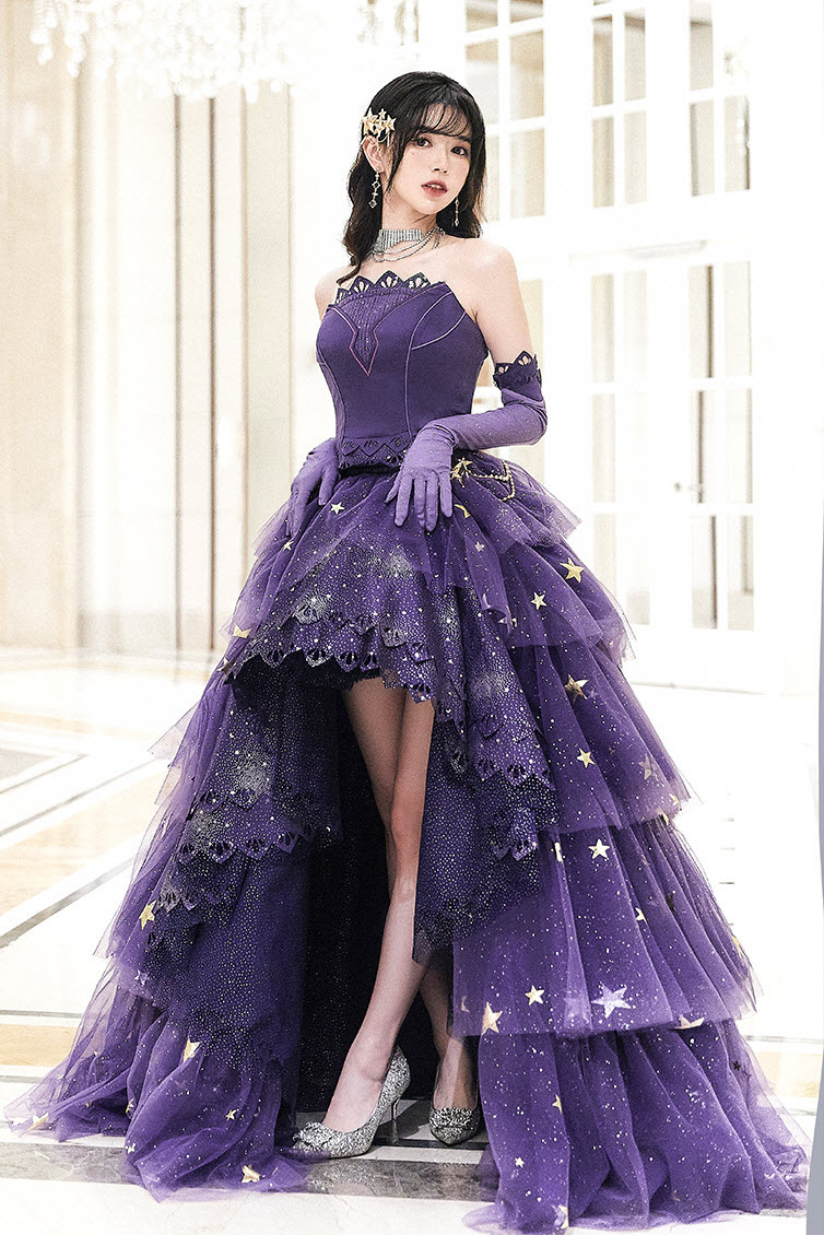 Elegant Purple Stars A-Line Prom Dress Y2738