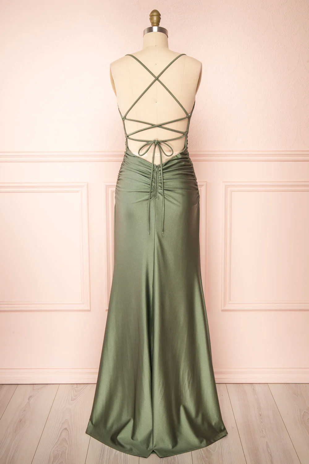 Sage Green Sheath Prom Dress,Sage Green Backless Bridesmaid Dress Y4137