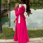 Hot Pink a line Party Prom Dresses with Bowknot  Y4851