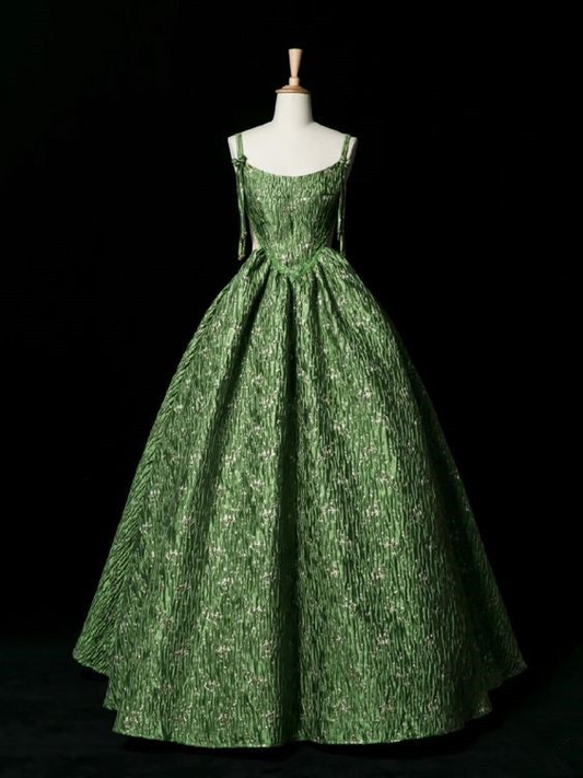 Vintage Green Evening Gown Spaghetti Straps A Line Prom Party Dress Brithday Ball Gown Y7567