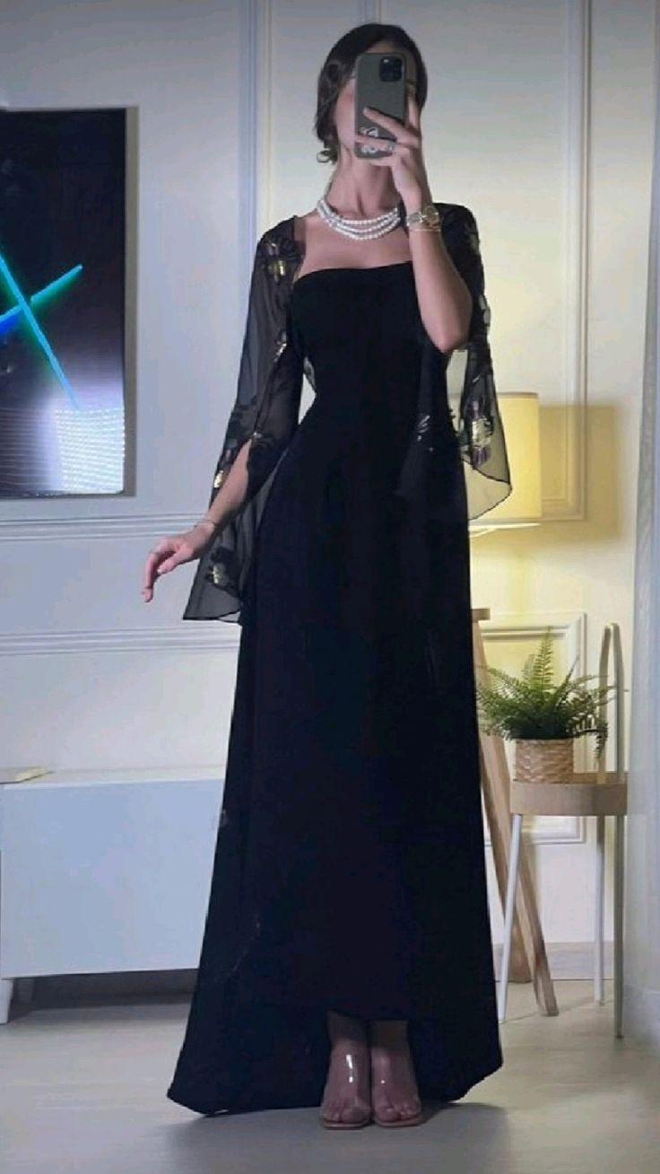 Elegant A Line Black Strapless Long Prom Dress Formal Evening Dress Y7610