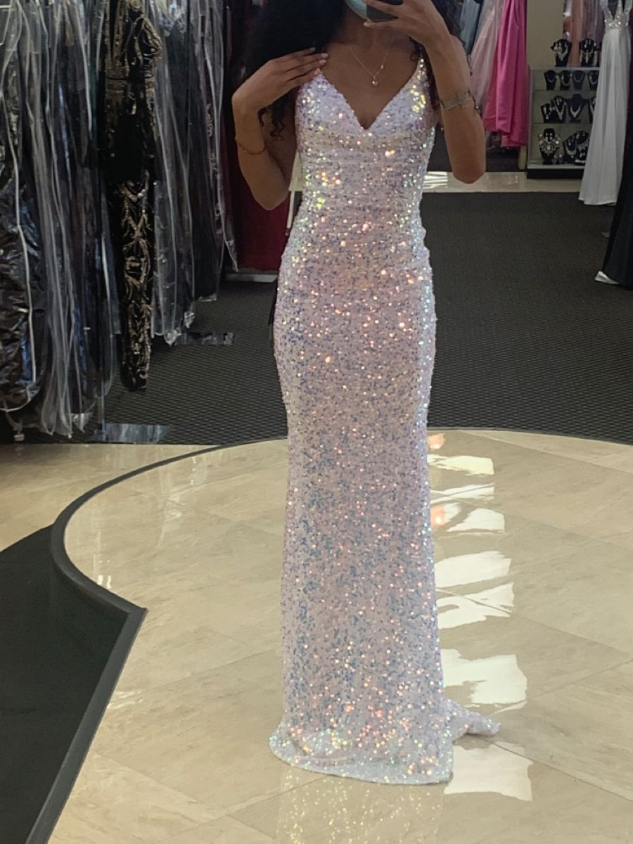 Gorgeous mermaid white sequin long prom dresses formal dresses Y4806