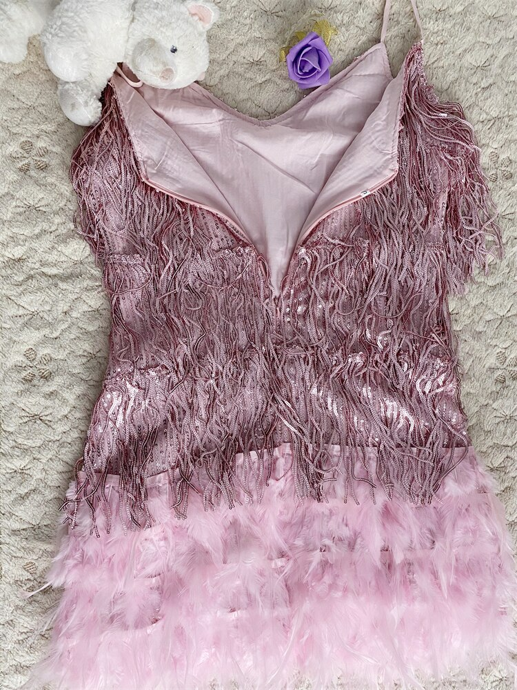 Pink Sequin Flapper Dress