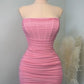 Lovely Pink Strapless Homecoming Dress,Sexy Party Dress,Club Dress Y1916