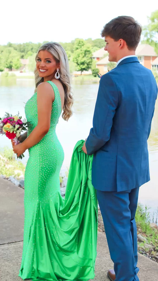 Luxurious Green Mermaid One Shoulder Prom Dress Y4332