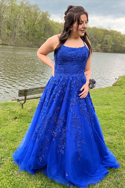 Princess Royal Blue Spaghetti Straps Prom Dress,Formal Graduation Dresses Y5613