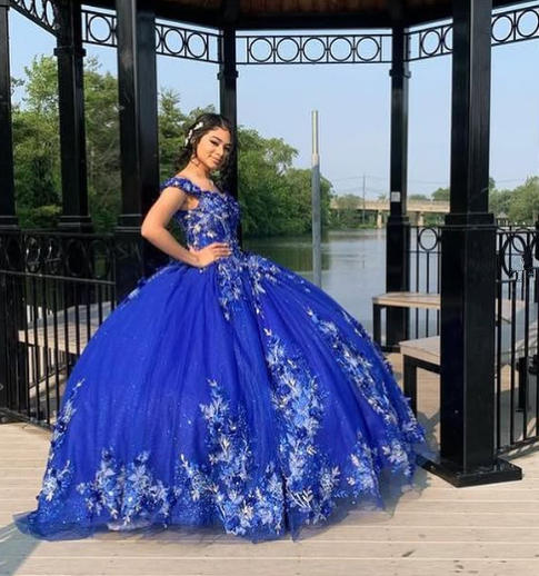 Royal Blue Ball Gown Quinceanera Dresses 3D Flower Sweetheart Sweet 15 16 Prom Party Gowns Y2821