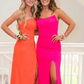 Elegant Orange Long Prom Dress with Split ,Hot Pink Evening Dress Y2020