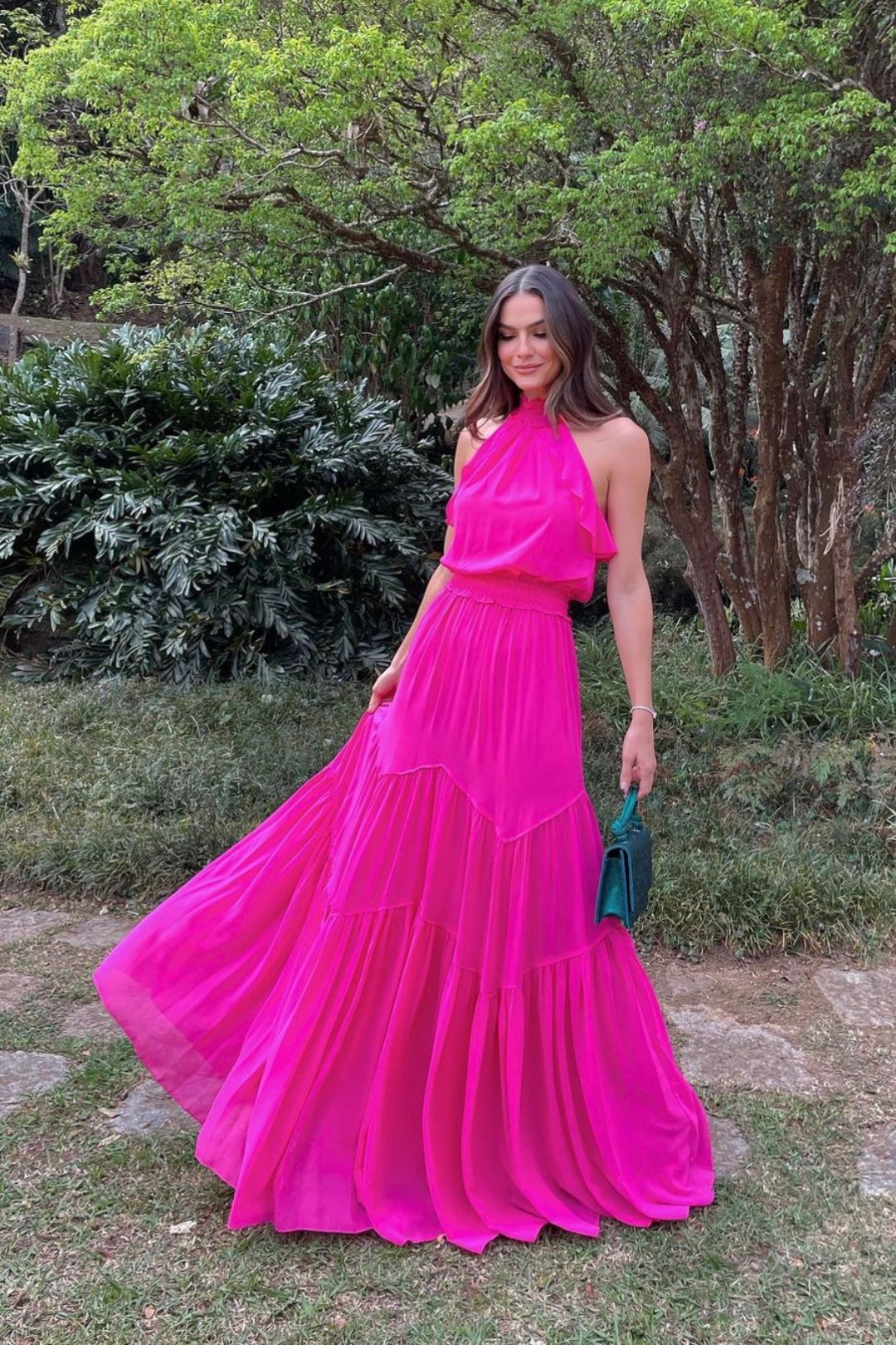 Fuchsia A-line Long Prom Dress Fashion Party Gown Y5343