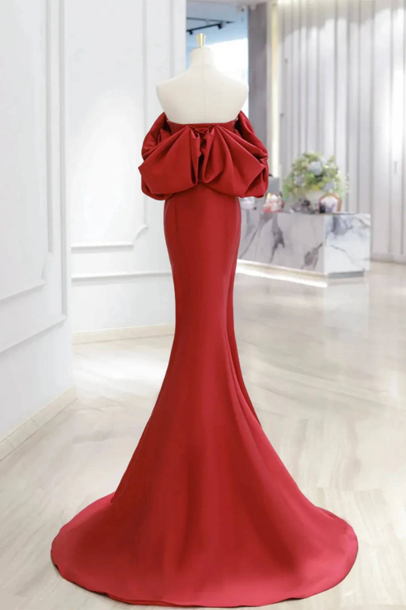 Charming Mermaid Satin Prom Dress,Vintage Evening Dress Y4371