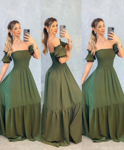 Elegant Olive Green A-line Prom Dress,Summer Maxi Dress Y6252