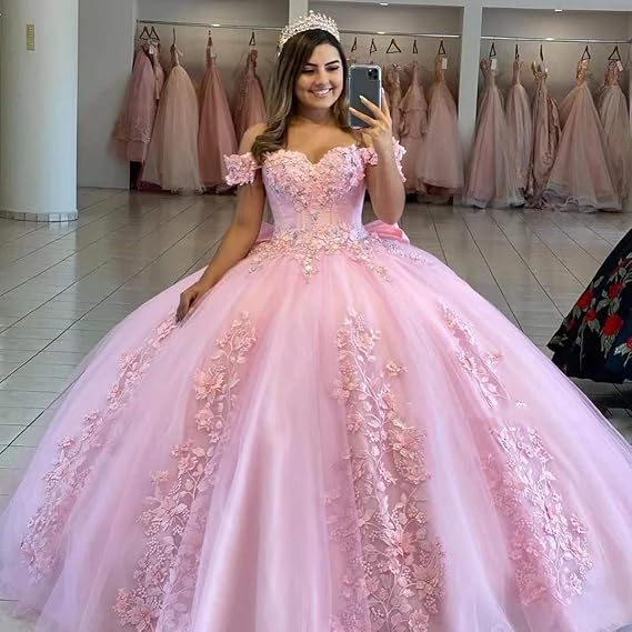 Purple Off The Shoulder Tulle Appliques Ball Gown,Sweet 16 Dress Y5472