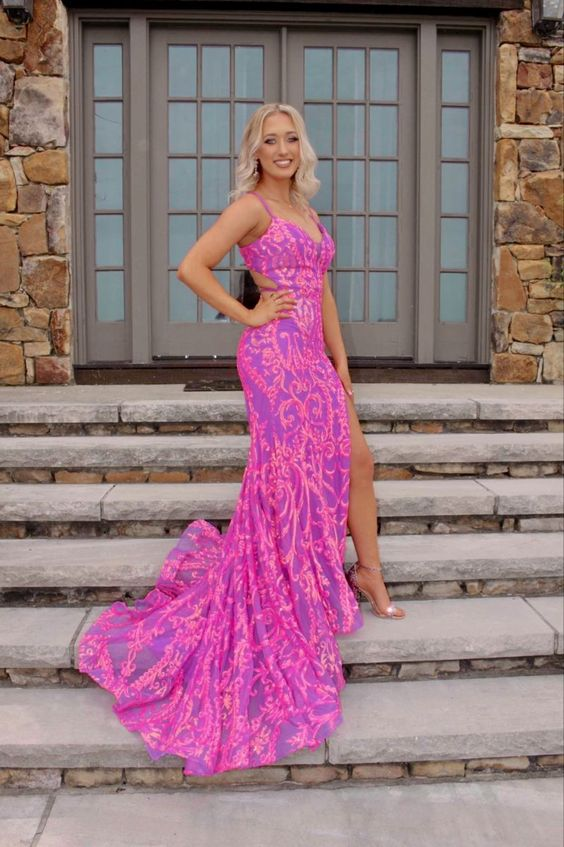 Glitter Mermaid Sleeveless Prom Dress, Senior Prom Gown Y6098