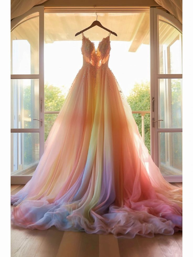 Romantic Dip Dye Colored Wedding Dress Y5015