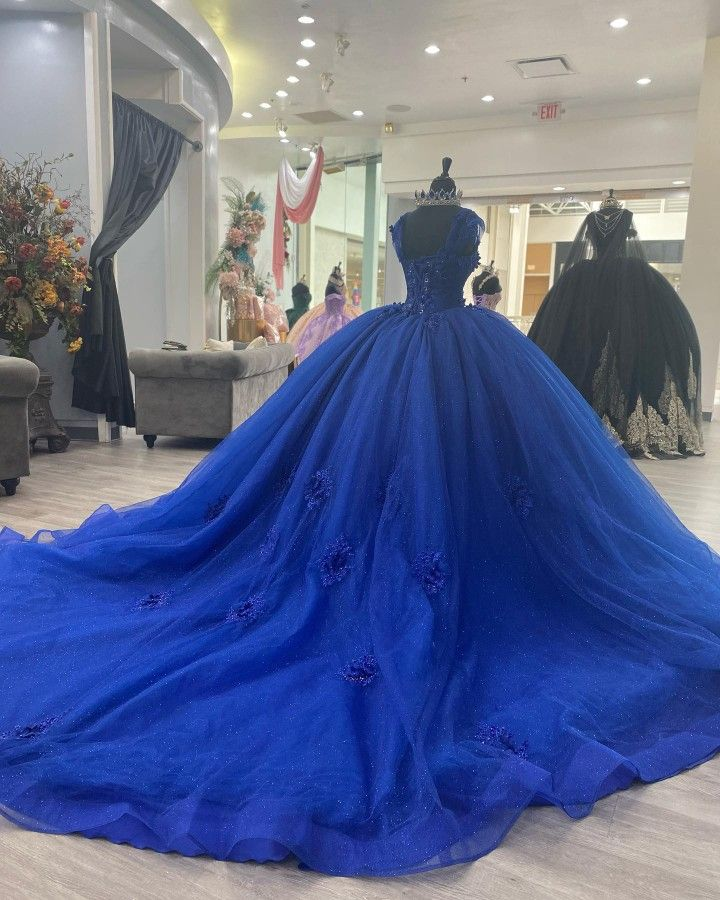 royal blue puffy quinceanera dresses