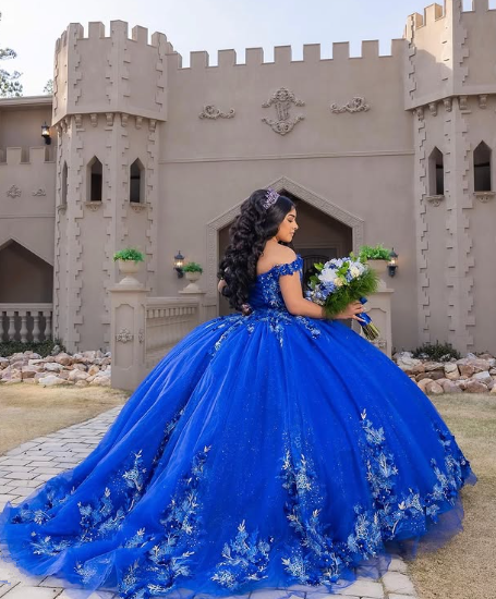 Royal Blue Ball Gown Quinceanera Dresses 3D Flower Sweetheart Sweet 15 16 Prom Party Gowns Y2821