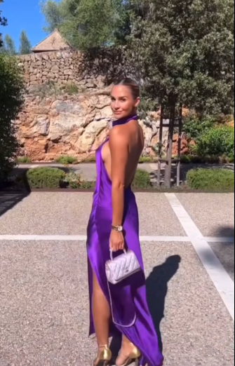 Elegant Purple Halter Neck Prom Dress,Purple Wedding Guest Outfit  Y7447