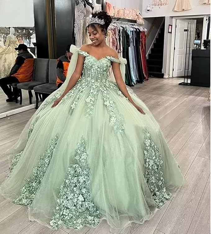 Women's Spaghetti Quinceanera Ball Gown Lace Applique for Sweet 15 16 Dresses Y3038