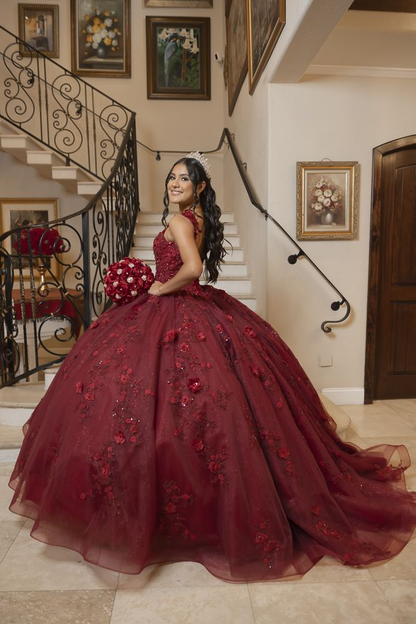 Burgundy dress for outlet quinceanera