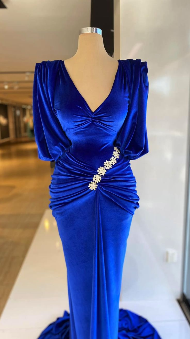 2023 Women V-neck Velvet Evening Dresses Long Sleeve For Party Wedding New  Year - Walmart.com